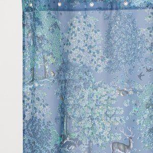 ULTRA RARE FIND!!! H&M Patterned Shower Curtain Deer Forest Blue